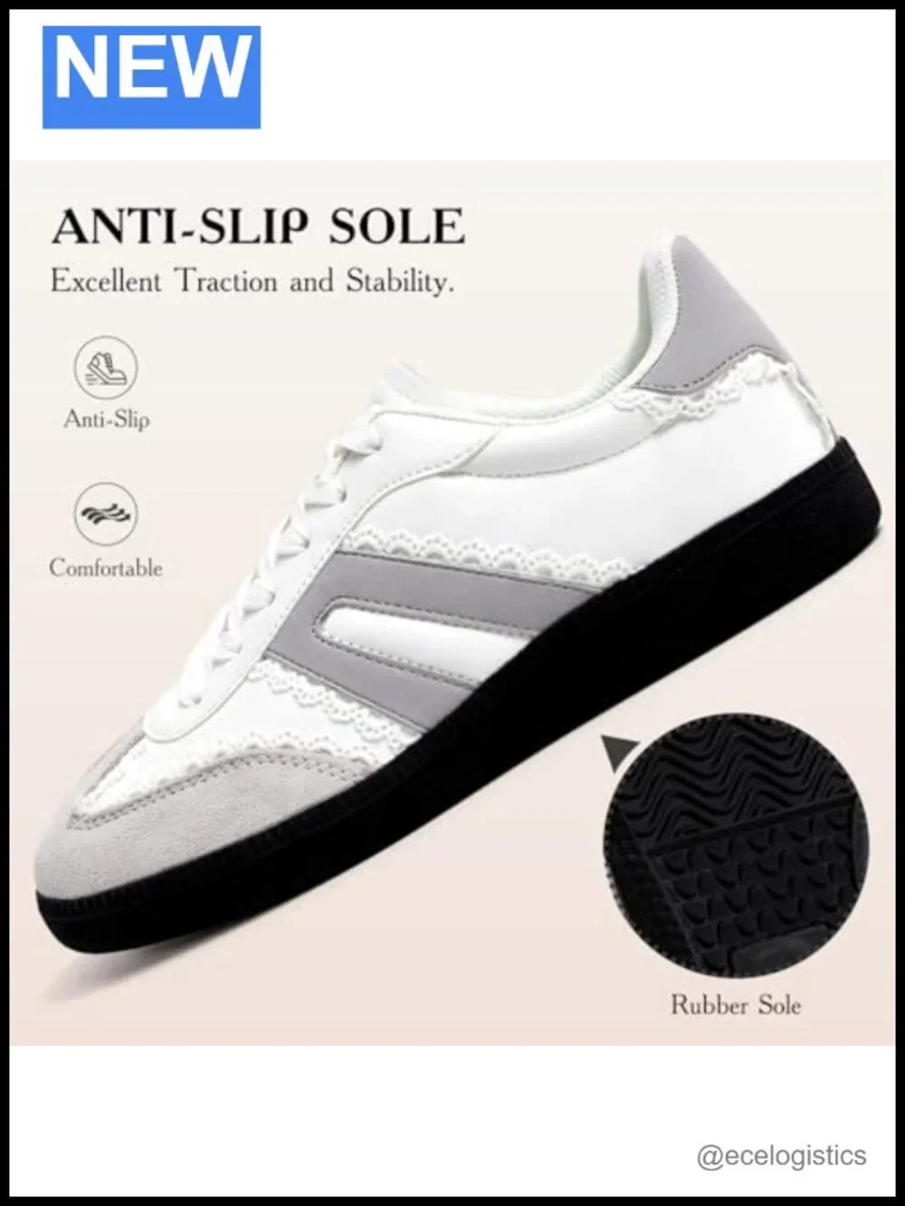 Women's Retro Lace Detail Casual Walking Sneakers with Anti-Slip Sole